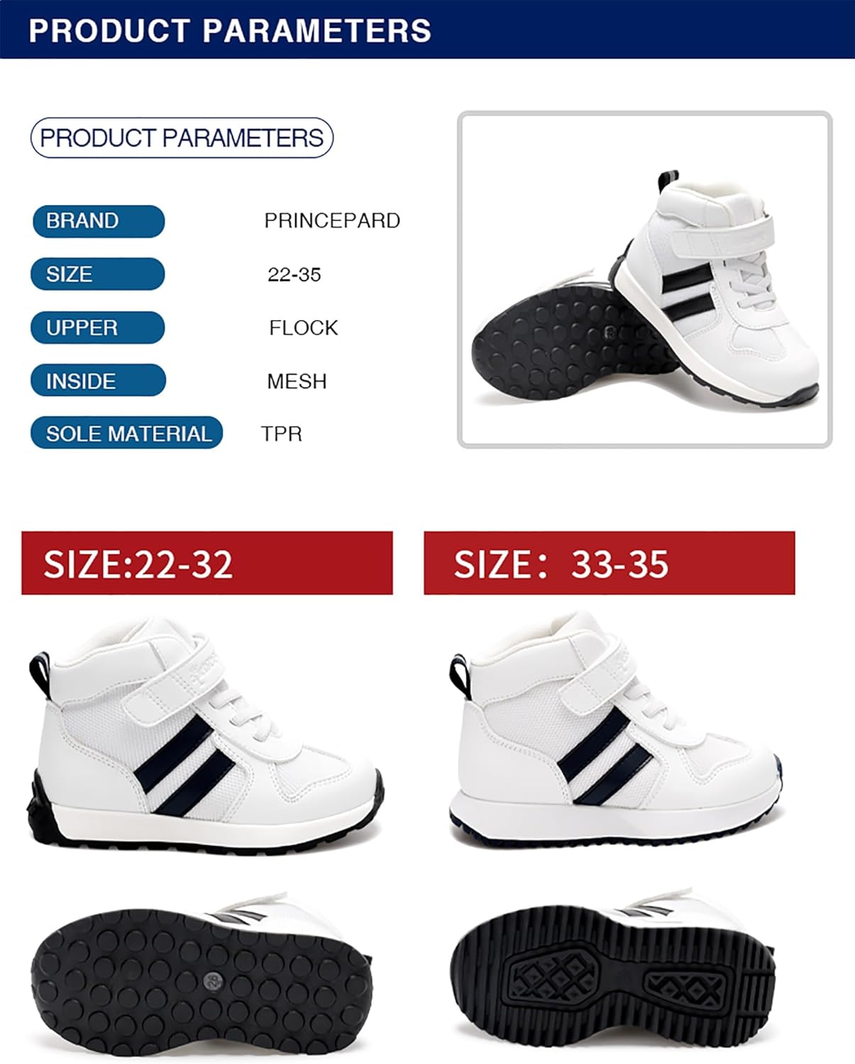 princepard Kids Orthopedic Sneakers for Girls and Boys,Breathable Shoes with Arch and Ankle Support - Image 5