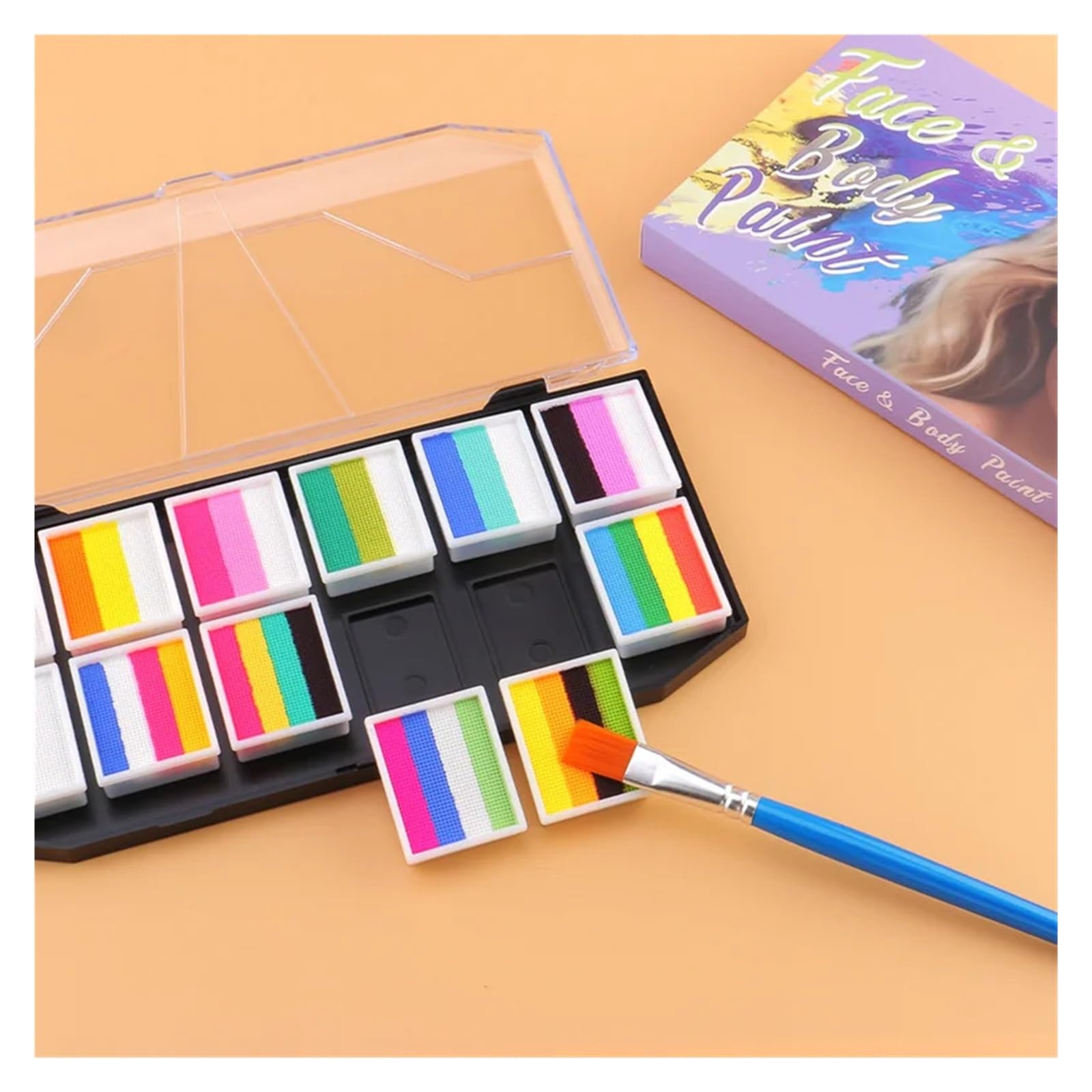 paleta de pintura corporal Pintura facial, pintura corporal, paleta de maquillaje arcoíris(4616)