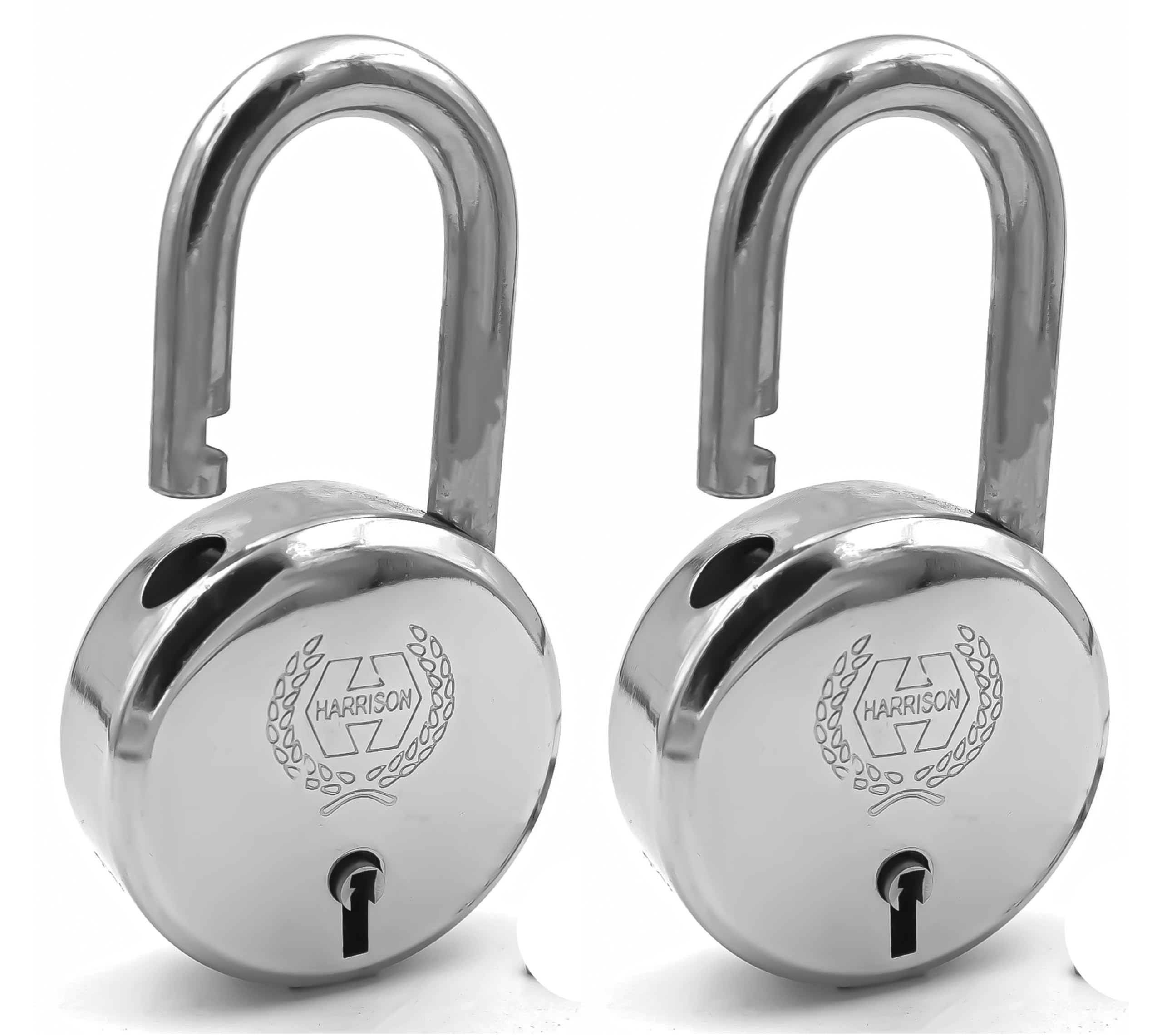 Harrison Padlocks/Round Padlock 60mm 6 Lever with 2 Keys J-6-0264 Pack of 2/ Mild Steel Material/Bright Chrome Polished Finish/Door Lock, Shutter Lock, Godown Lock, gate Lock (B0CV9BNW3B) Amazon Price History, Amazon Price Tracker