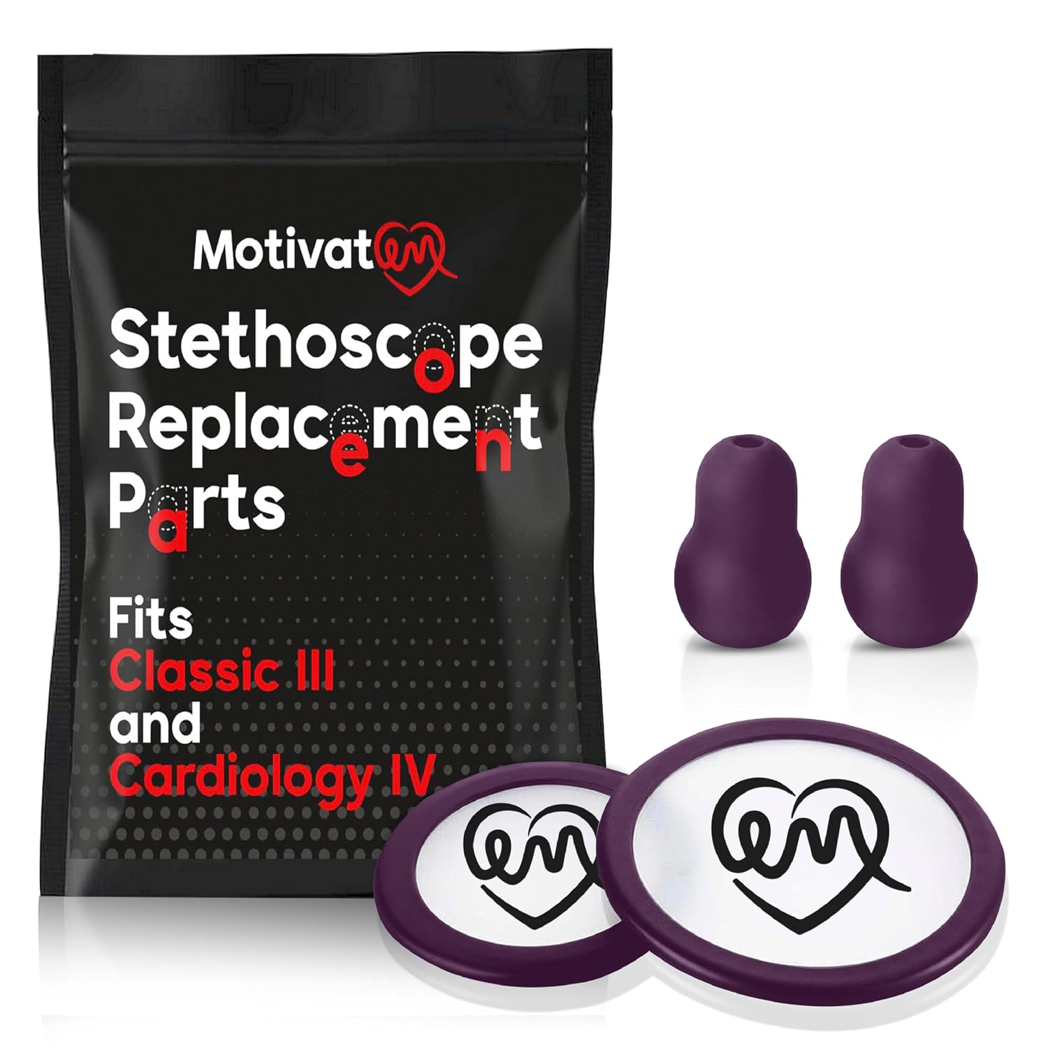 Stethoscope Replacement Part Kit for Littman Stethoscope Classic 3, Cardiology 3 & Cardiology 4 - Fits Classic III, Cardiology III & IV (Plum)