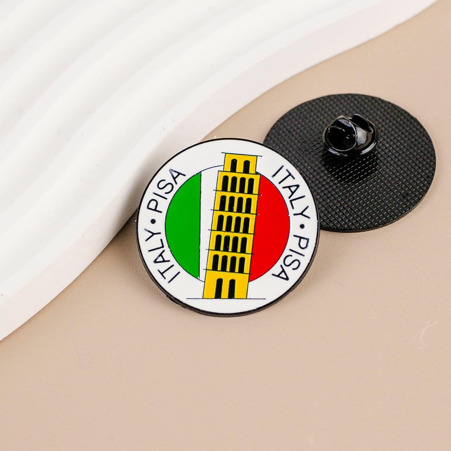 Pisa Italy Enamel Pin, Leaning Tower Italy Flag Pin Brooch, Italia Traveling Badge Brooch, Italia Souvenir Badges Gift For Pisa Traveler Traveling Lover, Europe Travel, Italian Culture Decorative Accessories image 4