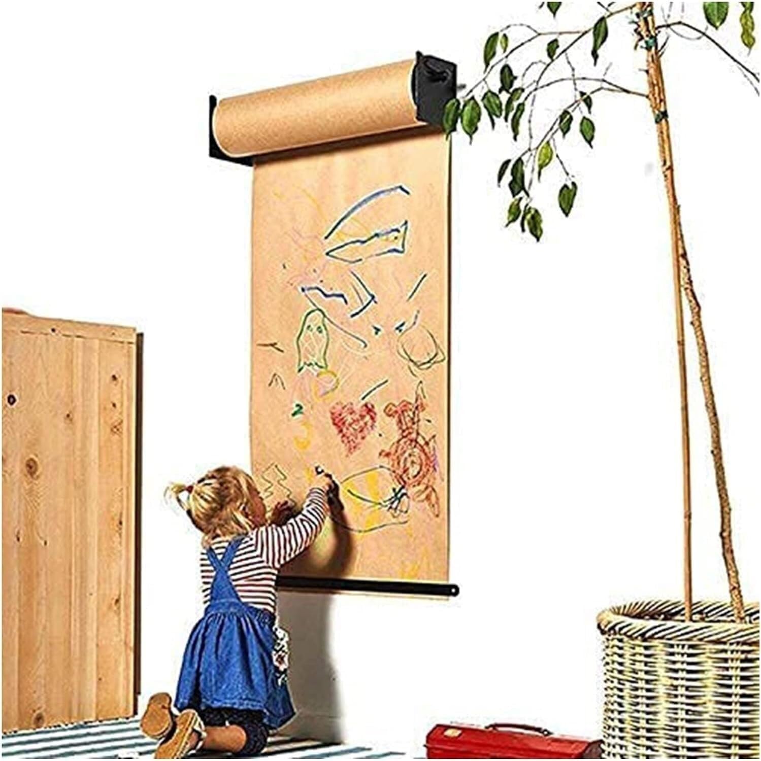 Rollen Packpapier zur Wandmontage Wandzeichnung für Kinder, inkl. 50 Meter Rollen Packpapier(Steel Frame Wide-67cm/26.3in)