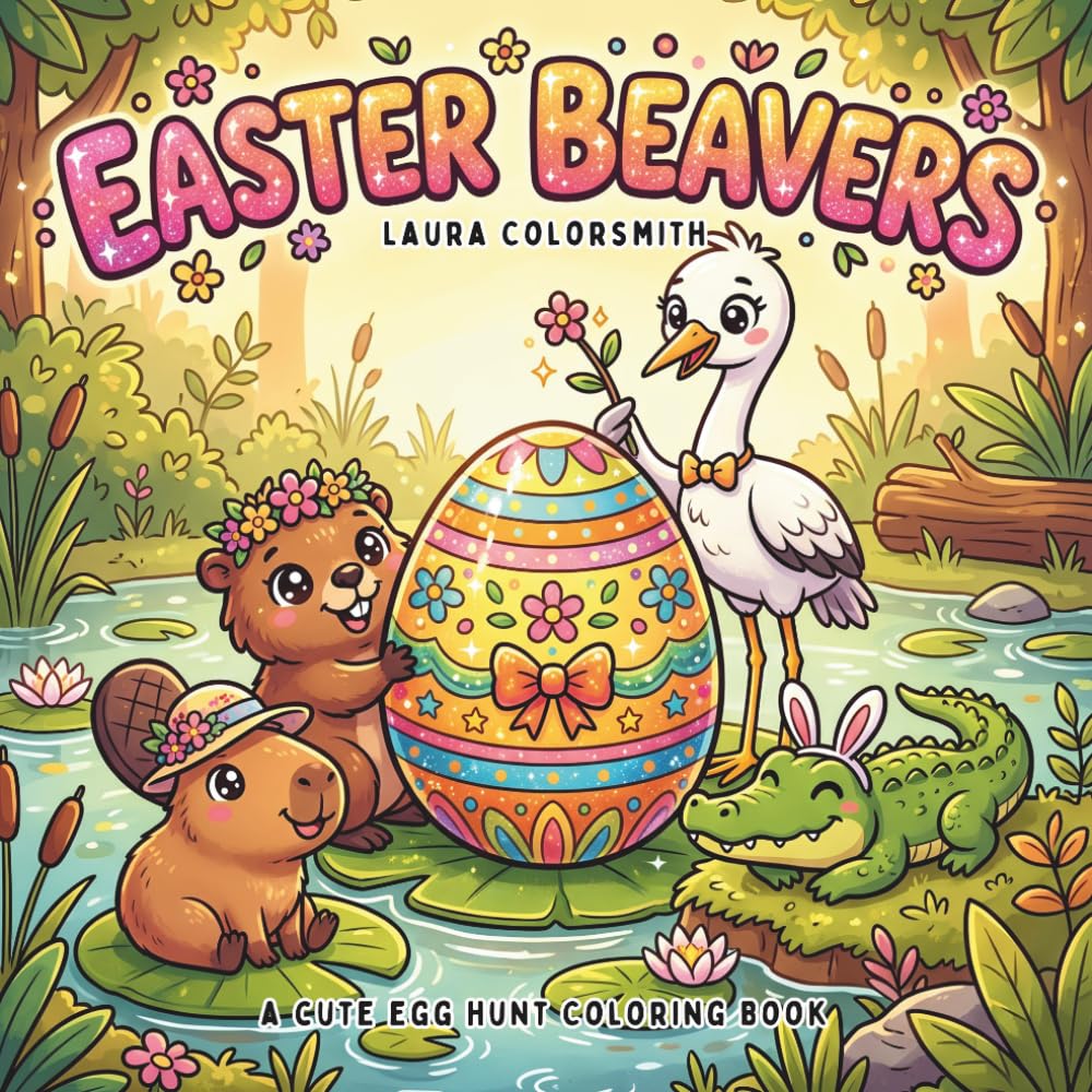 Easter Beavers - A Cute Egg Hunt Coloring Book: Cute and Easy Easter Coloring Pages with Beavers, Egg Hunts, Forest Animals, and Fun Springtime Adventures (Coloring Book for Easter)