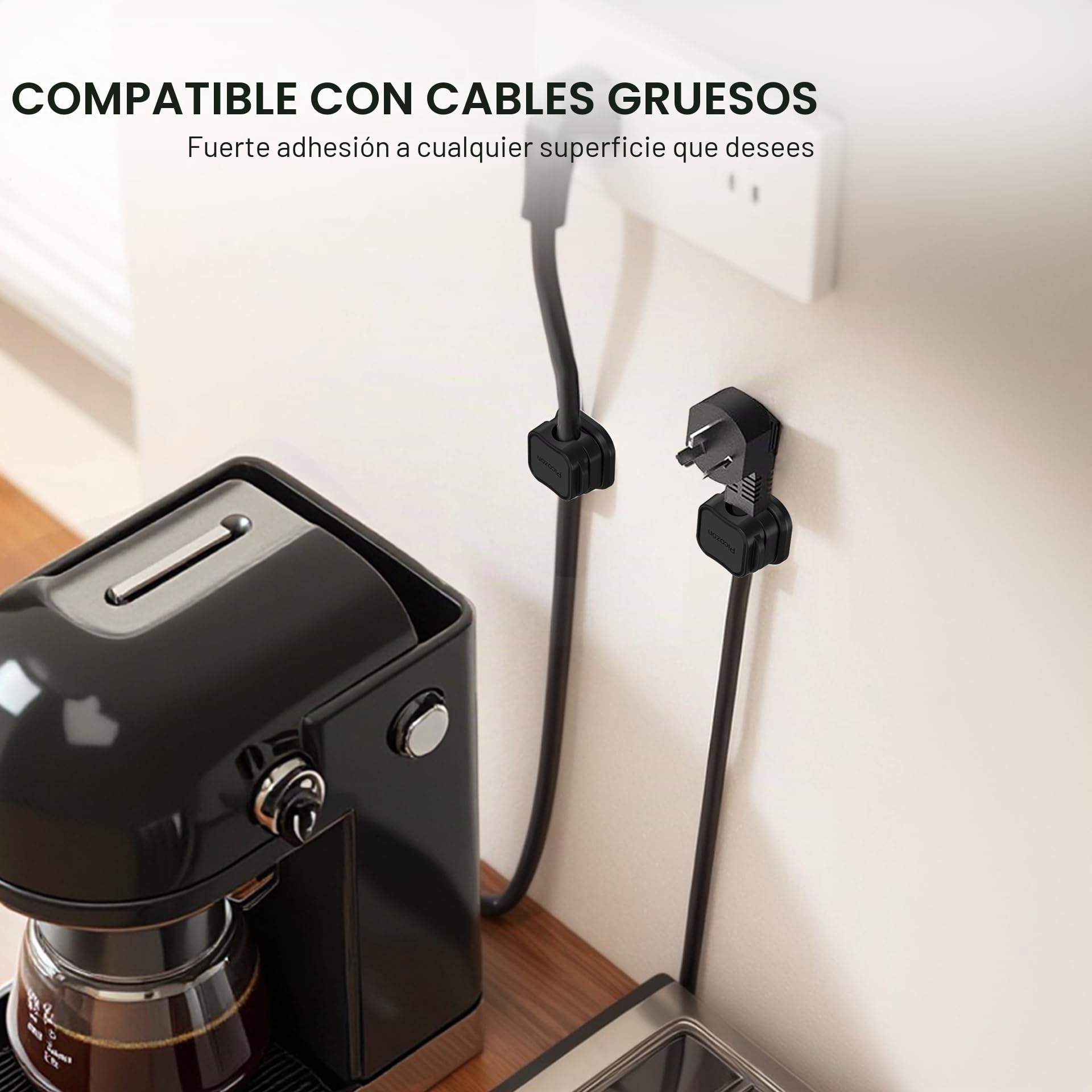 Paquete de 12 Clips de Cable magnético Organizador de Cable Soporte, Picozon Adhesivo Gestión de Cables, Cable Teléfono Cargador USB Soporte de Cable para Coche, Oficina Escritorio Doméstico - Negro