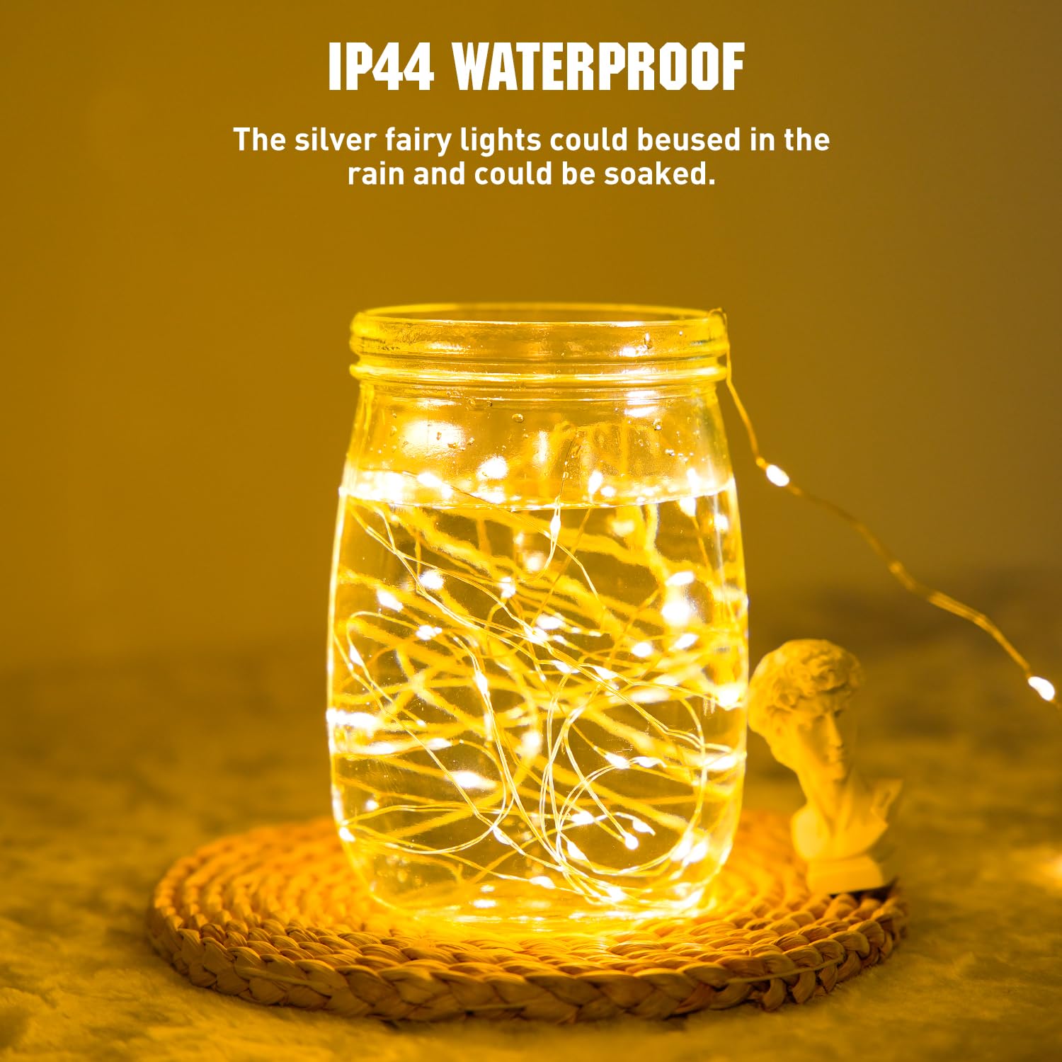 Paquete de 8 luces LED de hadas de 50 luces LED que funcionan con pilas, luces de hadas de Navidad de 16 pies, color blanco cálido, para interiores y exteriores, impermeables, para luces de hadas para