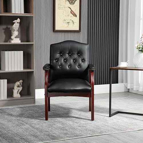 Miniatura 4 de Sillas de cuero para recepción, sillas de oficina con botones para sala de espera y sillas laterales de conferencias para recepción y salas de