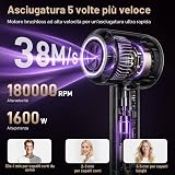Sèche-cheveux Ionique Haute Vitesse – 180 000 tr/min, Seche Cheveux Professionnel 500 Millions d'ions Négatifs, 4 Température 3 Vitesse, Écran LED + Régulation NTC, Diffuseur et Buse inclus - 2