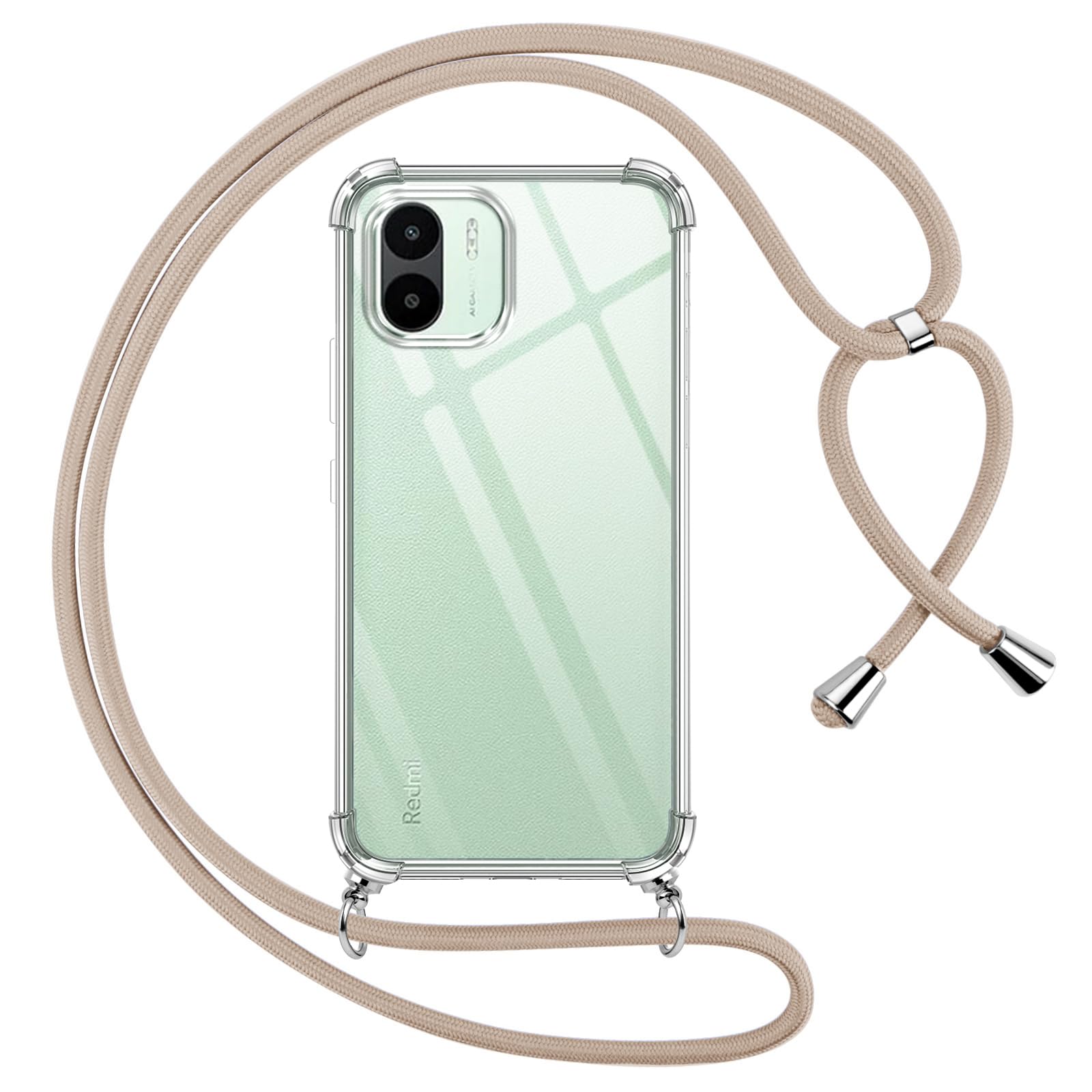 Pnakqil Coque pour Xiaomi Redmi 12C avec Cordon, Transparente Silicone Housse avec Réglable de