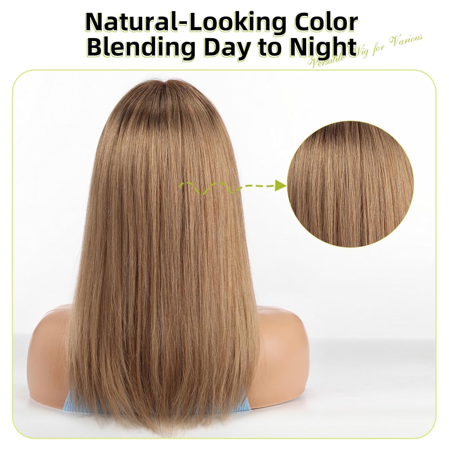 RSY Straight Human Hair Wigs for Women, Shoulder Length and Layered Real Hair Ombre Ash Blonde Wig with Bangs for Daily Party Use