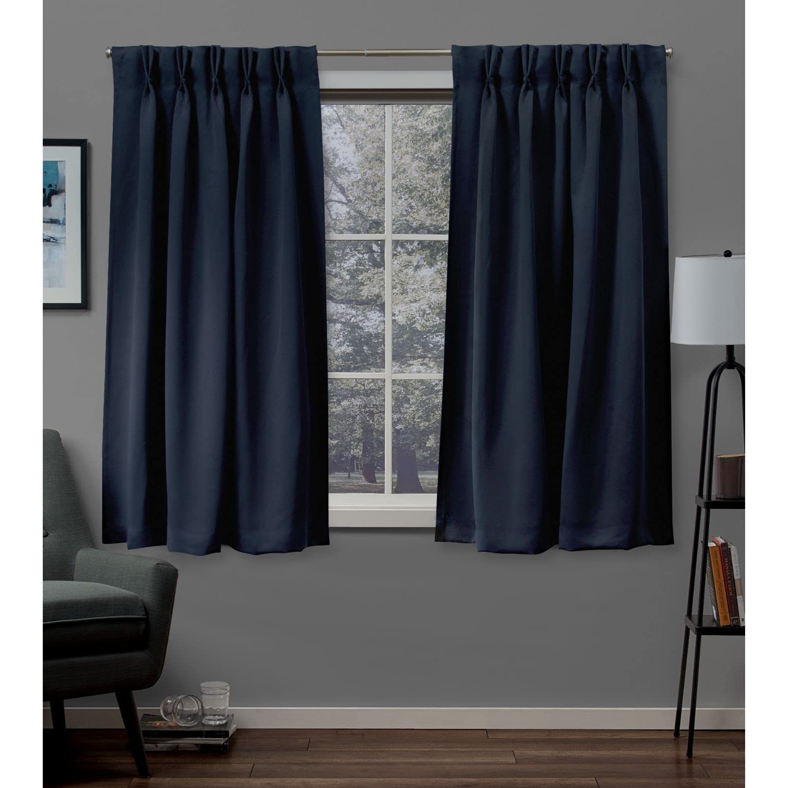 Amazon｜Exclusive Home サテンツイル織 遮光ピンチプリーツ/隠しタブ