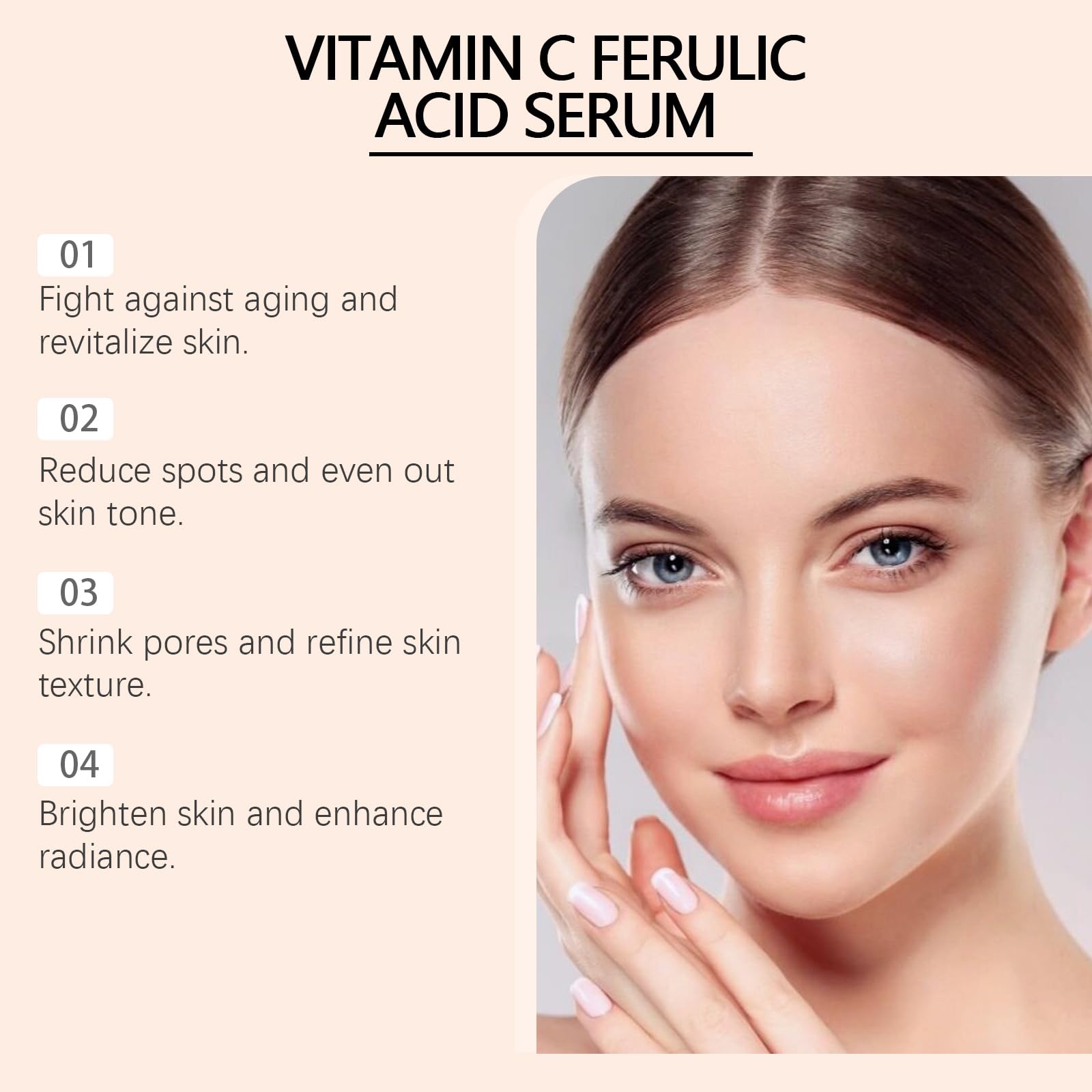 Siero alla vitamina C per il viso con acido ialuronico - Siero alla vitamina C e retinolo - viso anti-età per aiutare a ridurre rughe, macchie dell'età e rassodare la pelle, 30 ml (8 bottiglie)