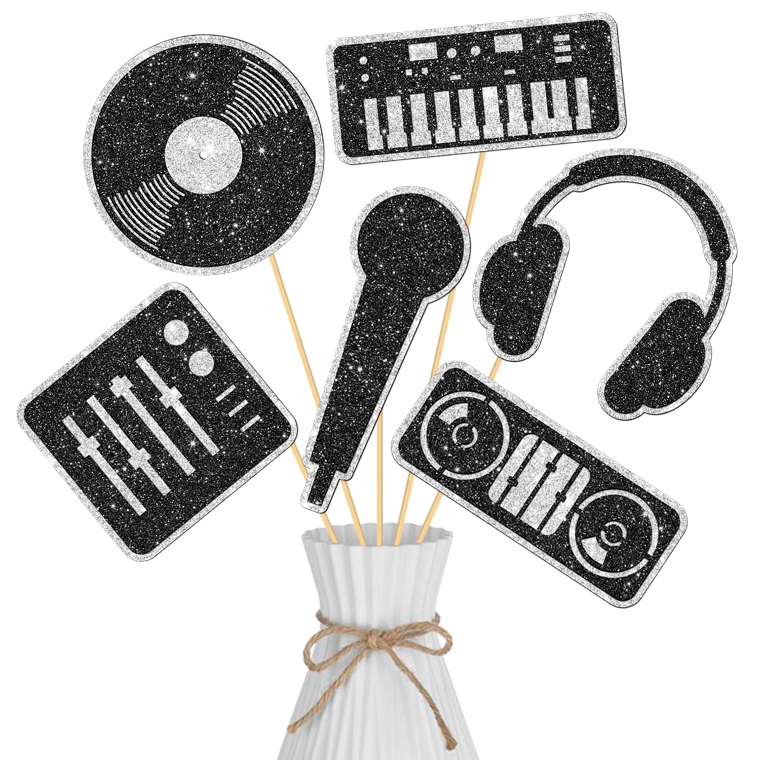 Music Theme Centerpiece Sticks Musical Party Decorations 12PCS DJ Table Toppers Music Disco Theme Table Centerpieces Decor for Musical Social Media