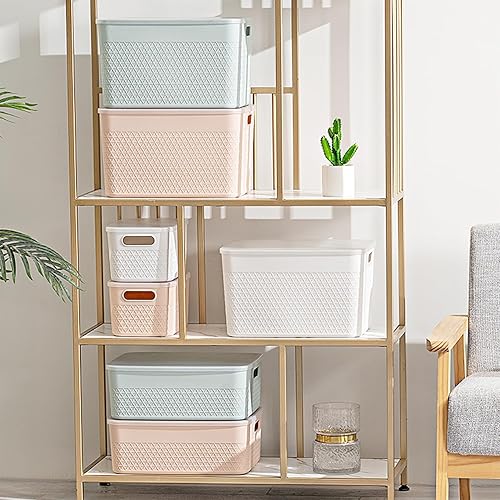 Miniatura 3 de Organizador de almacenamiento con tapa  Contenedor organizador de almacenamiento, 9 litros, juego de 4, menta