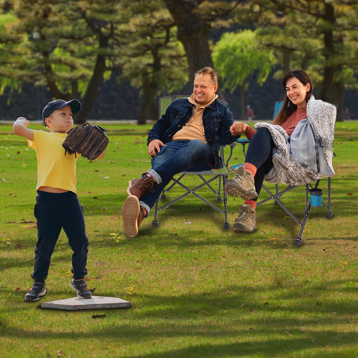 Amazon.com: BACKYARD EXPRESSIONS PATIO · HOME · GARDEN , Metal, Blue/Grey Backyard  Expressions Luxury Heated Portable Chair Camping, Sports and The Beach :  Everything Else
