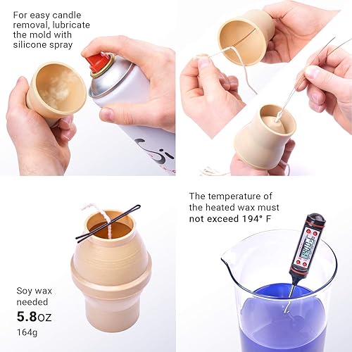 Miniatura 4 de Candle Shop - Molde de vela en forma de huevo - Altura 3.5 pulgadas, ancho 2.3 pulgadas - 30 pies de mecha incluida como regalo - Moldes de vela de