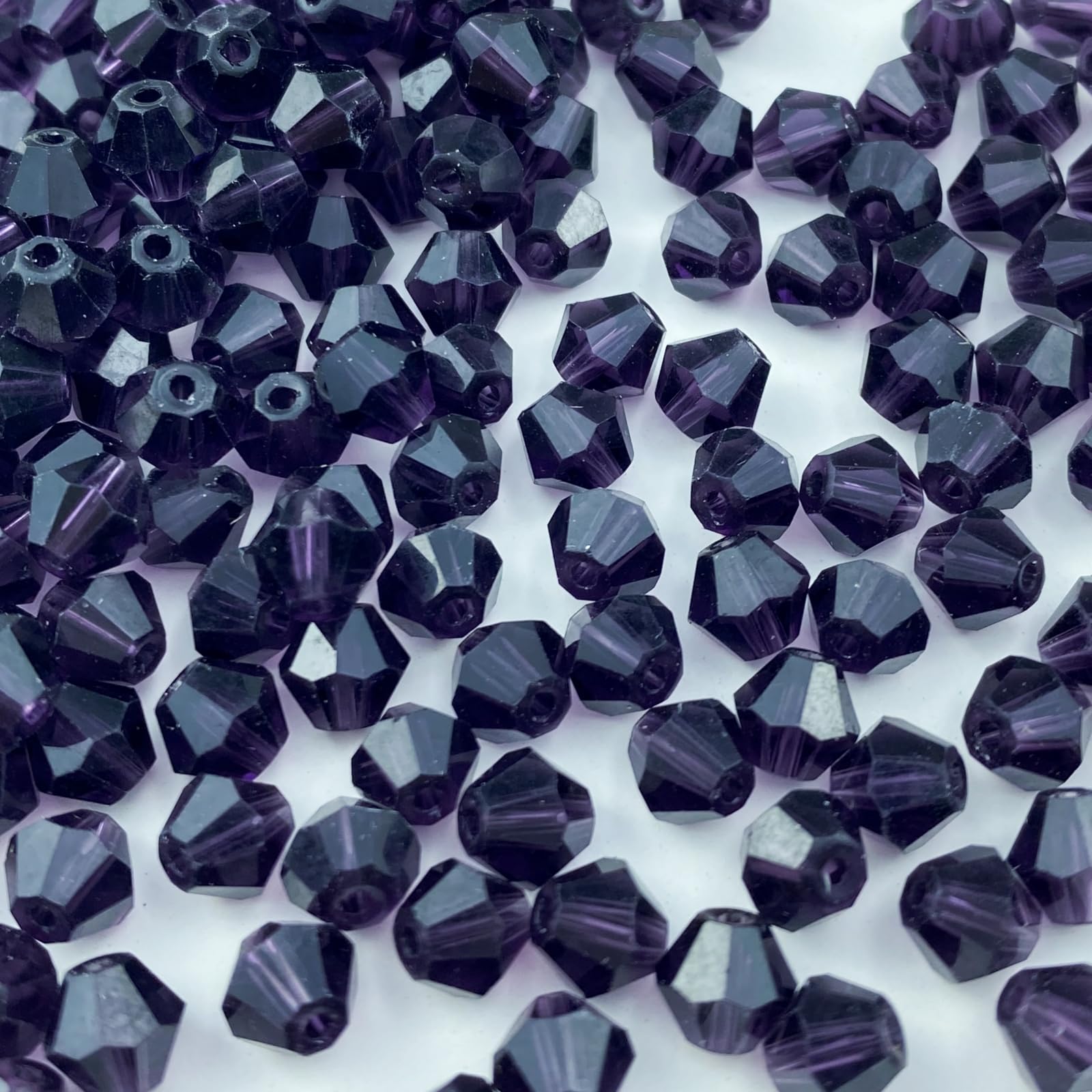 200pcs Bicone Crystal Beads 6mm Crystal Glass Faceted Beads for Necklace Bracelet Earrings DIY Jewelry Crafts Making Supplies(Deep Purple)