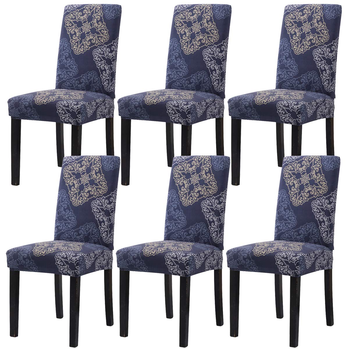 Topchances Dining Chair Covers Set of 4 or 6,Stretch Removable Washable Dining Room Chair Slipcovers,for Hotel Banquet Dining Room Kitchen Wedding Party Chair Cover Protector(Style 1,6 Pieces)