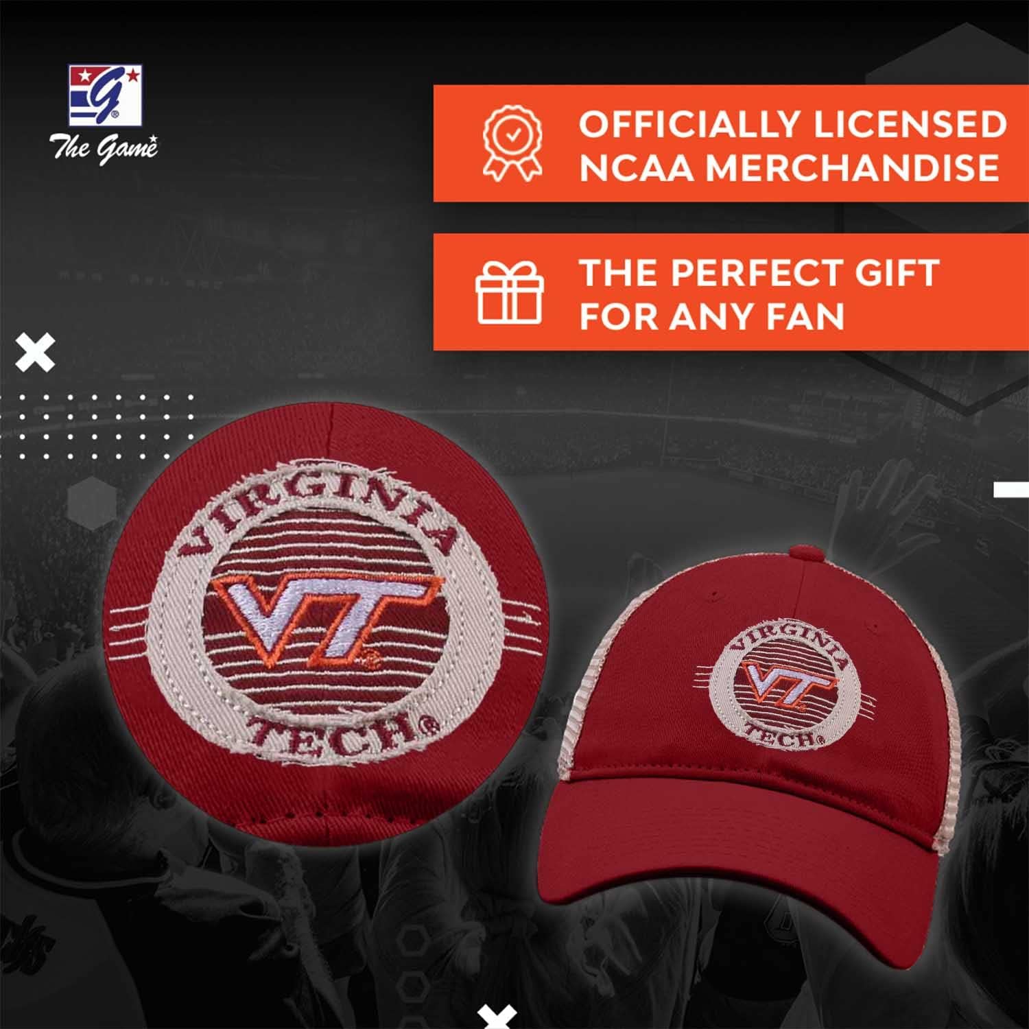 The Game NCAA Patch Meshback Snapback Hat - Adjustable Unstructured Cap for Men and Women