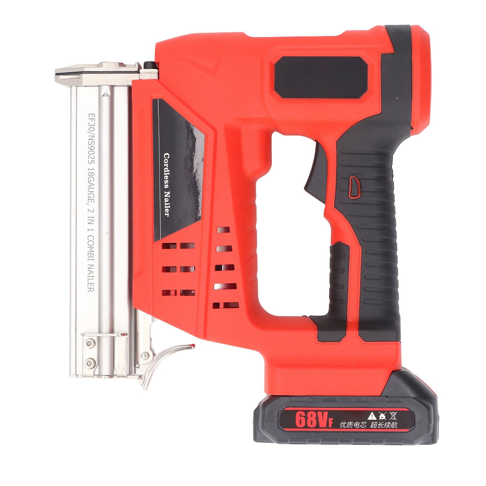 Cordless Brad Nailer, 2 Modes 18V 2Ah Lithium Battery Powered Cordless Nail Gun 100 Nails Capacity Handheld Electric Nail Stapler Support 18 Gauge Nail for Woodworking