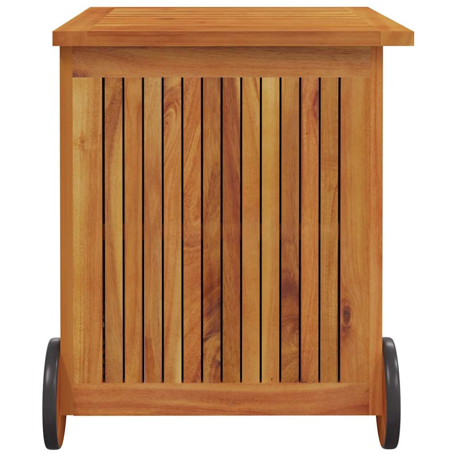 Gecheer Scatola portaoggetti da giardino con ruote, 60 x 50 x 58 cm, in legno di acacia, per esterni, organizer per attrezzi da giardino, cassapanca per cuscini per balcone, piscina, terrazza