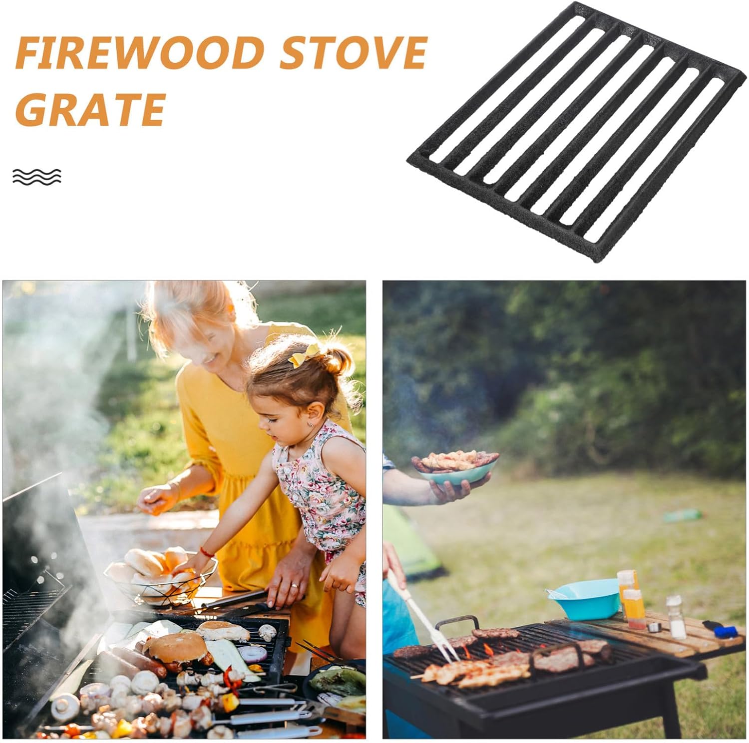 Cast Iron Fireplace Fire Grate Metal Stove Rack for Open Fires