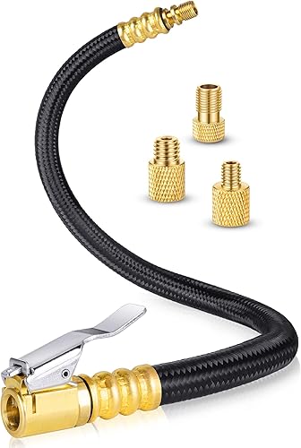 Tubo de extensión de inflado de neumáticos de 12 pulgadas, adaptador de manguera de portabrocas con válvula Presta para compresor de aire de inflado