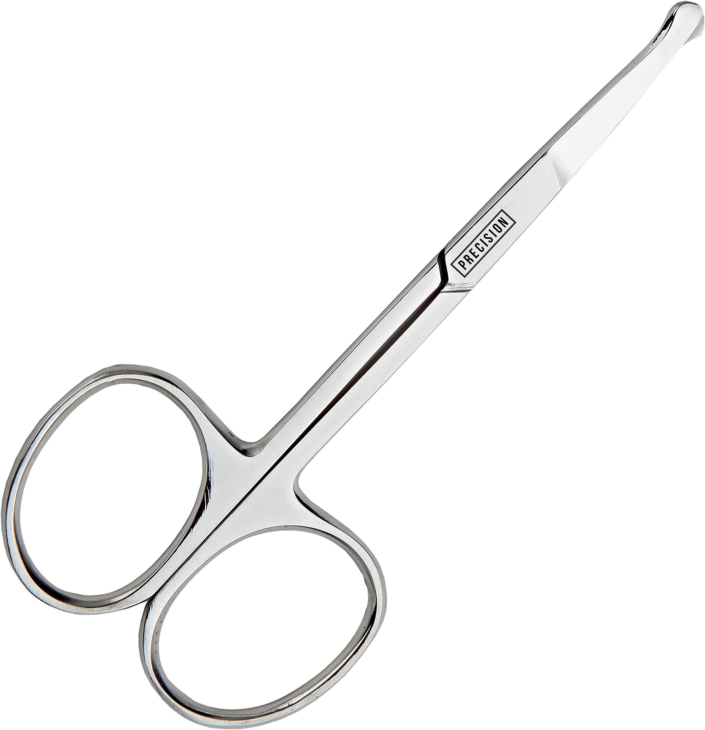 BeeSpring Rounded Nose Hair Scissors. Round Tip Scissor for Ear, Eyebrow, Beard and Mustache Trimming - 3.5" Blunt Nosed Tipped Grooming Trimmer