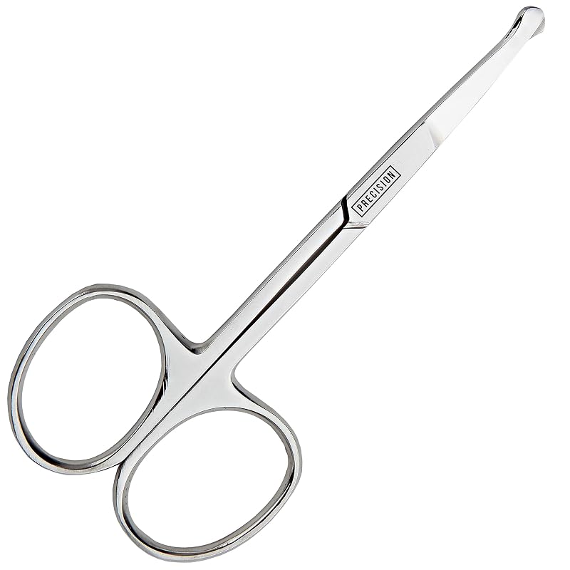 Tesoura BeeSpring para pelos do nariz com pontas arredondadas, aço inoxidável, modelo PPC 55