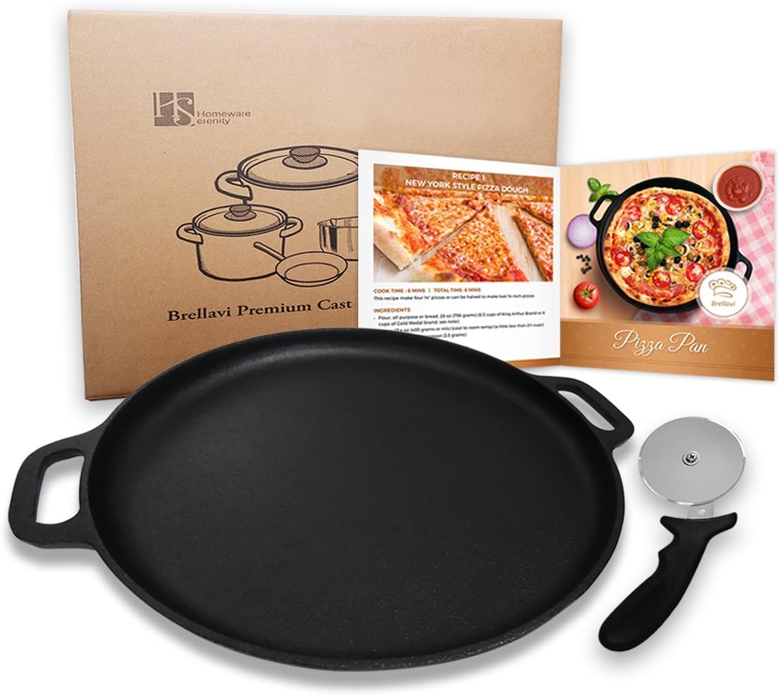 14 Inch Cast Iron Pizza Stone Pizza Making Set Pre