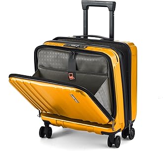 16" Carry on Luggage with 2 Laptop Compartments, Lightweight Hardshell ABS+PC Suitcase with Dual Control TSA Lock, with YKK Zipper, 4 Spinner Silent Wheels, for Business Travel, Orange