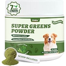 Wellix 7.02oz Super Greens Powder with Organic Spirulina, Chlorella, Spinach - Immune Support, Hip and Joint Supplement for Dogs, Chicken Flavor 100% Natural Dog Supplements