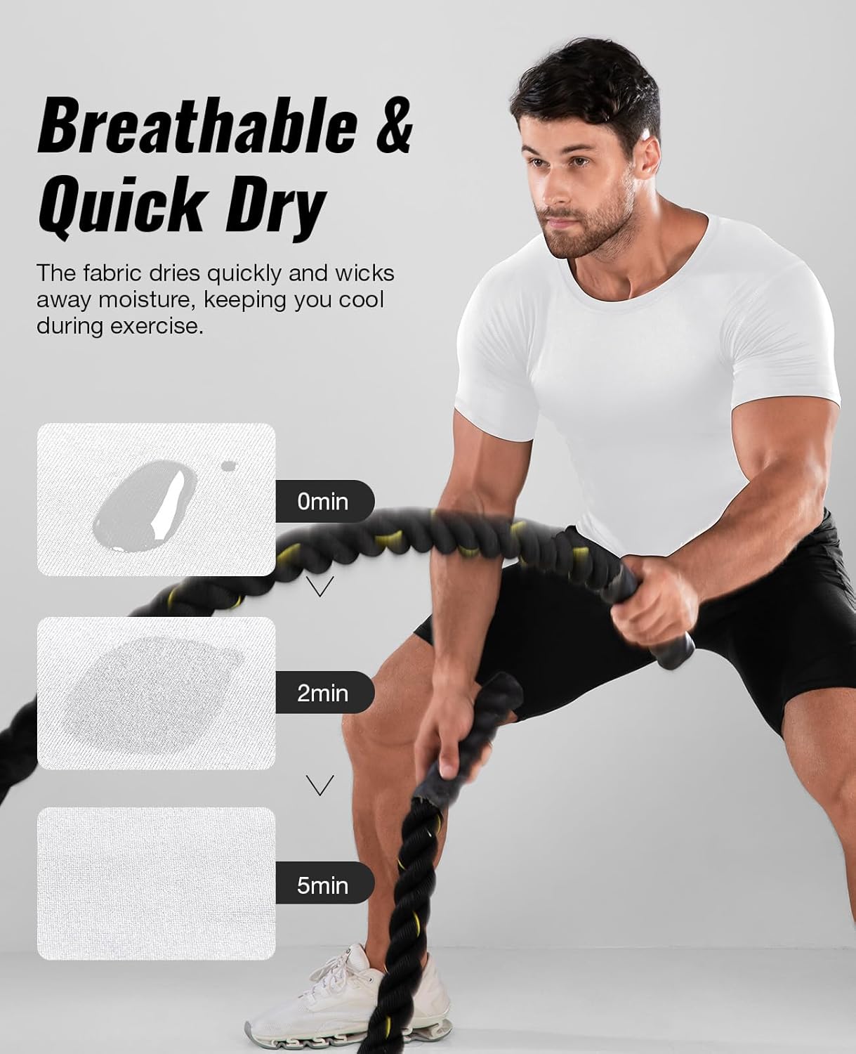 Niksa Men's Compression Shirts 1/2/4 Pack, Workout Gym Shirt Short Sleeve, Moisture Wicking Active Fit Base Layer T-Shirt - Image 5