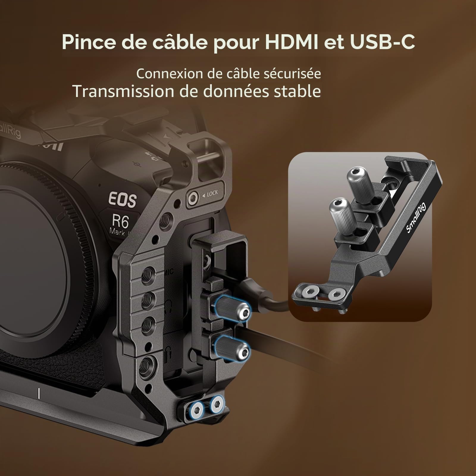 SMALLRIG Kit de Cage pour Appareil Photo R6 II pour Canon R6 Mark II, Cage Complète avec Poignée Supérieure et Serre-Câble, Griffes Intégrées et Rails OTAN -5197