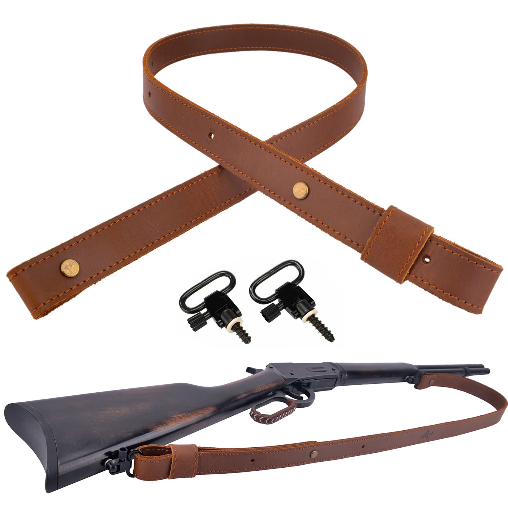 Crazy Horse Genuine Leather Rifle Gun Sling Ammo Shooting Shoulder Straps,Handmade 1