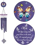 Mémorial Sympathie vent Chimes pour l'extérieur, Hummingbird vent chimes pour la perte d'une mère de père aimé pour le deuil/condolence/cadeau funèbre,32inch Bois, noir