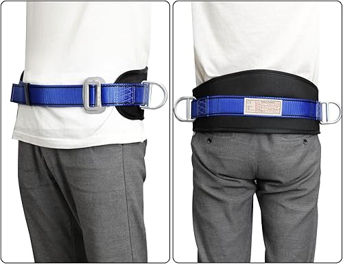 Miniatura 6 de Trsmima - Cinturón de seguridad para escalar, cinturón de escalada con almohadilla para la cintura y 2 anillos D, kit de cinturón de seguridad