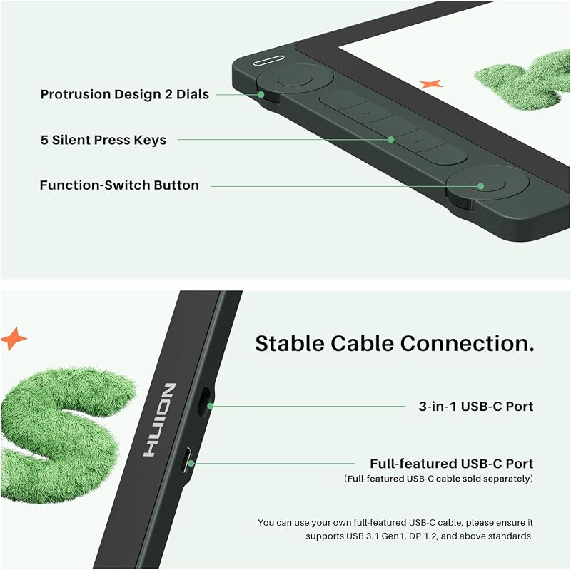 HUION Kamvas 13 Gen 3 SE grafikus tábla 13,3" kijelzővel, rajztábla PC Mac Android