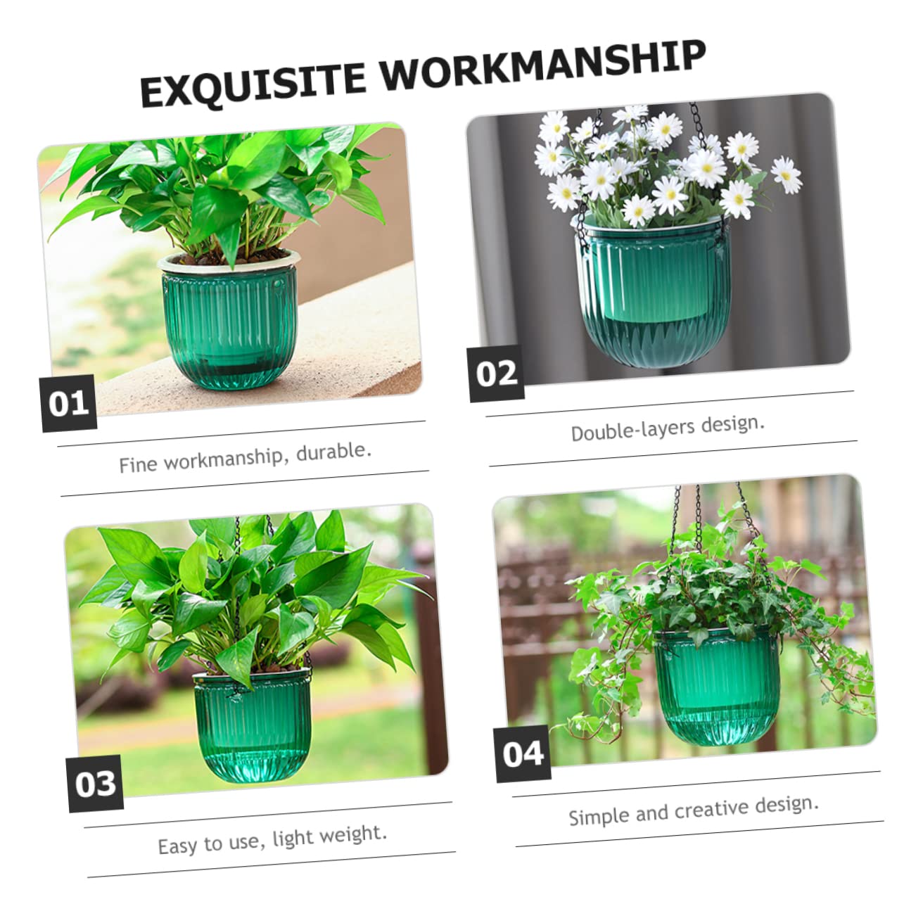 SUPVOX 3pièces Jardinière Suspendue Auto-irrigable Pot De Fleurs à Arrosage Automatique Jardinière pour Plantes Intérieur Pot De Pépinière