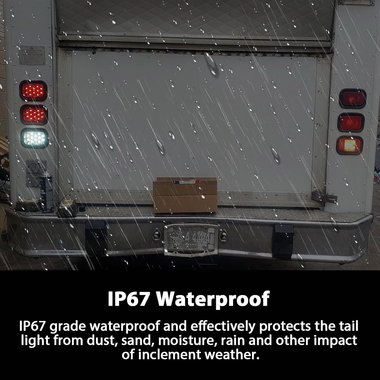 6Pcs Red 5" x 3" Rectangular LED Trailer Tail Light Kit, 3x5 Rectangle led Stop Turn Brake Lights 12 LED For Tow Truck Trailer Semi Trucks CM Flatbed Tail Light Kit 12V Waterproof