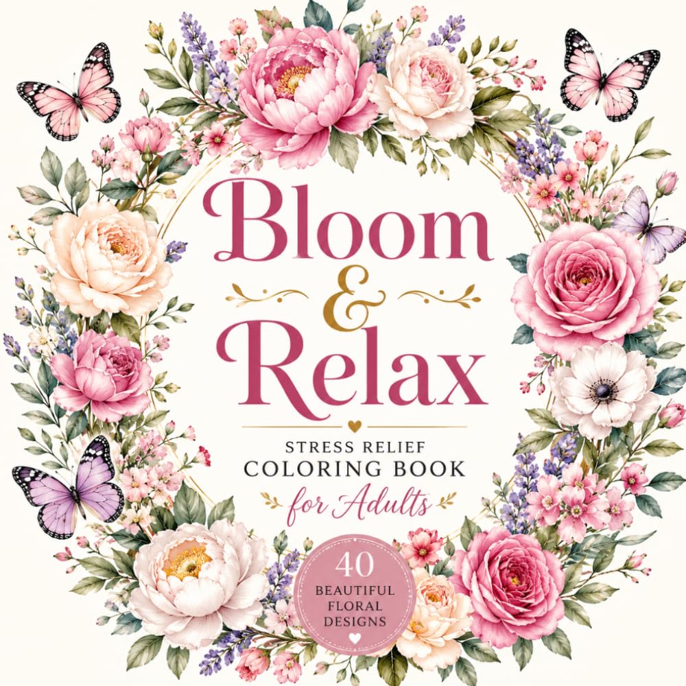 Bloom & Relax: Stress Relief Coloring Book for Adults