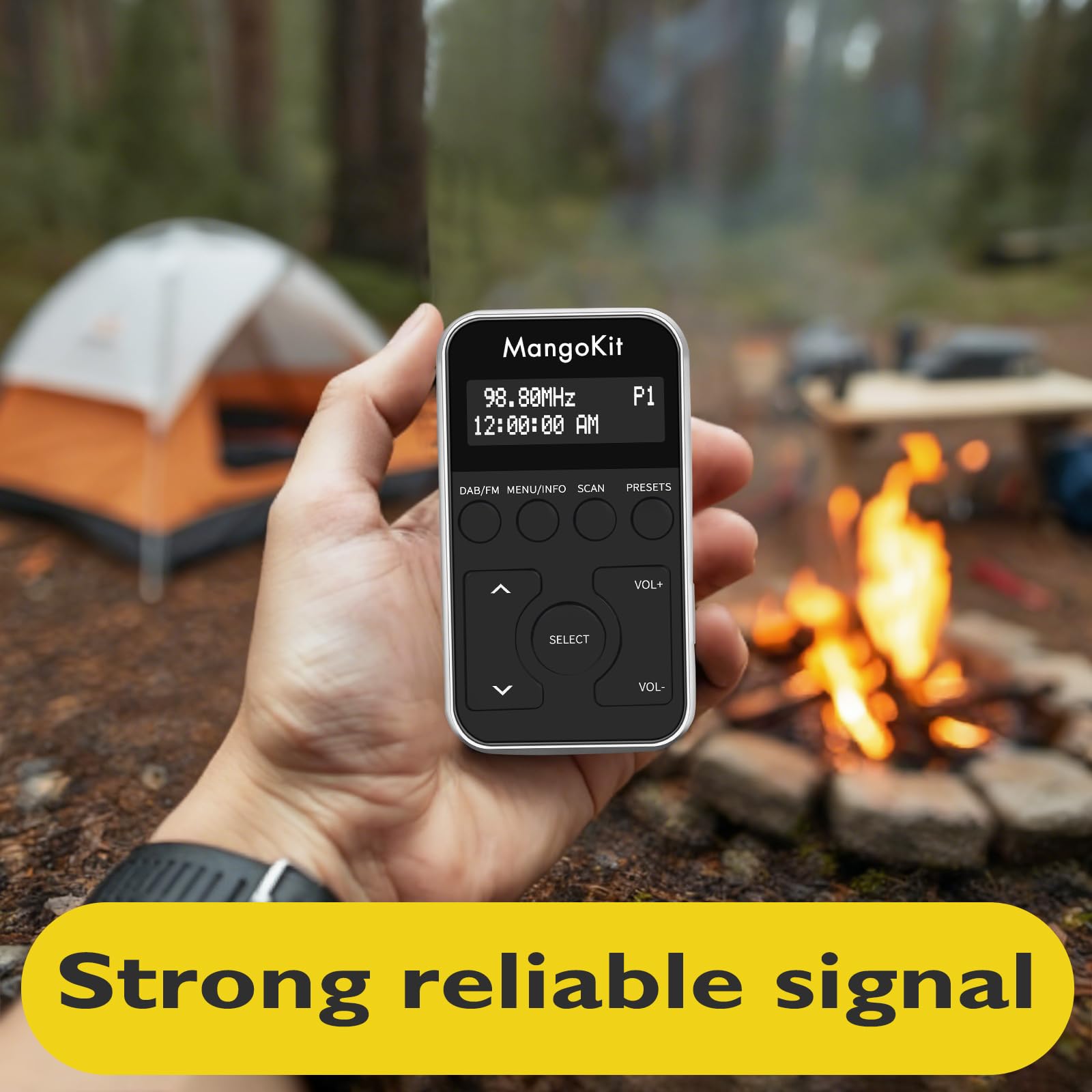 MP1 Mini radio portatile DAB/DAB+/FM,con batteria ricaricabile, auricolari,pulsanti bloccabili,display OLED,20 preset di stazione,per camminata/corsaecc (argento nero)