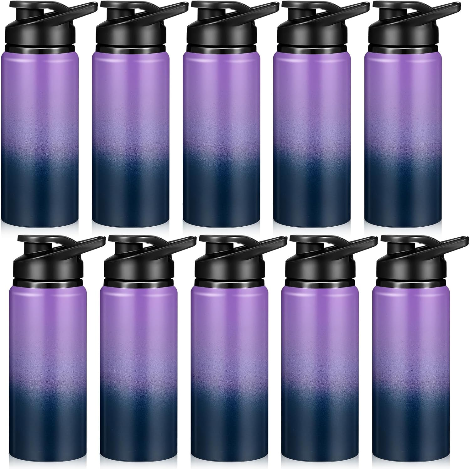 Mimorou 10 Pcs 20oz Aluminum Reusable Bottles Lightweight Snap Lid Sports Water Easy Carry Leak Proof Travel for Gym Camping Hiking Outdoor Fishing
