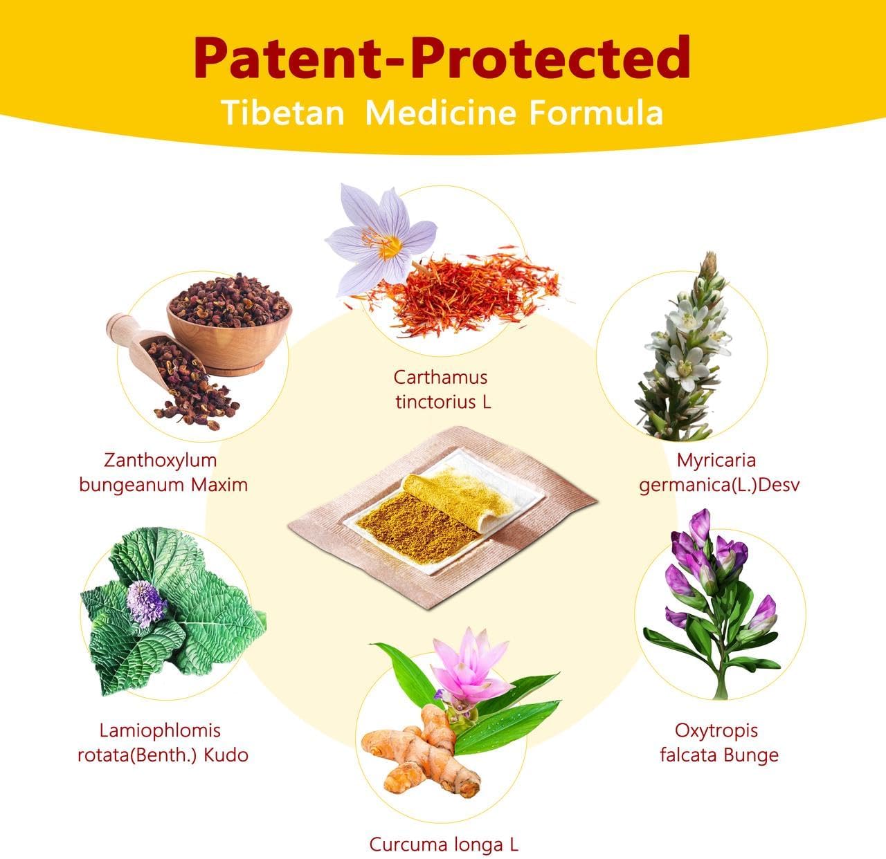 QIZHENG HIMALAYA Pain Relieving Patch (5 Patches), Warming Herbal Patch. Suitable for Back, Neck, Shoulder, Knee Pain, Muscle Soreness, Instant Care for Sprain. Tibetan Medicine Natural Herbs image 2 of 6 B0D24XNBDN