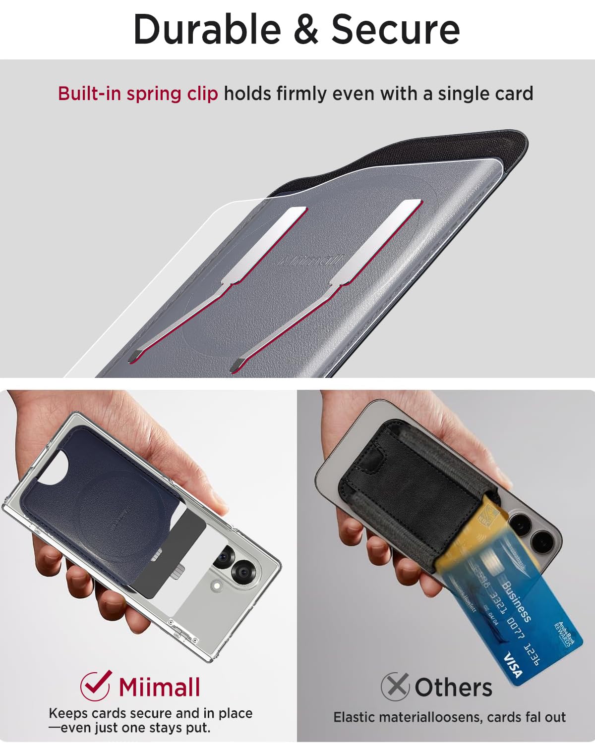 Miimall Portafoglio Mag-Safe per Samsung Galaxy S25 S24 FE/Plus/Ultra/Z Fold 7/iPhone 17 16 15, portafoglio sottile in pelle con 3 scomparti per carte, porta carte magnetico per cellulare, Blu