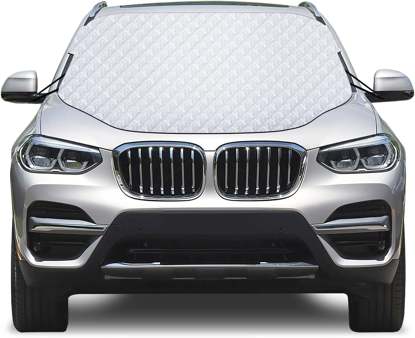 Car Windshield Sunshade Cover,4-Layer Car Windshield Snow Cover Protection for Snow, Ice, UV and Frost Wiper Mirror Protector Windproof Sunshade Cover for Most Vehicle