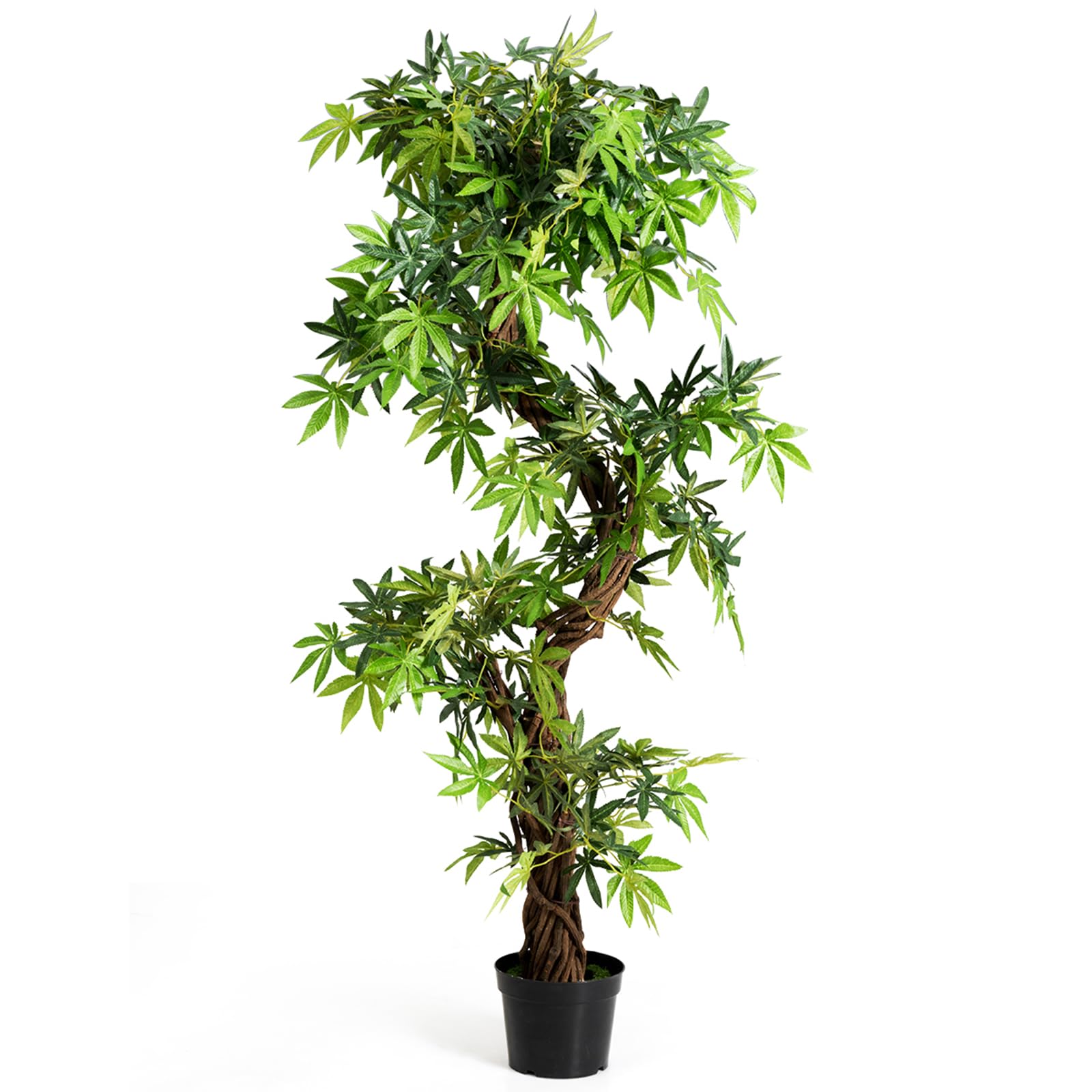 COSTWAY Pianta Finta da Interno ed Esterno, Albero Artificiale in Legno e Plastica, Pianta Artificiale per Salotto, Camera da Letto e Balcon, 160 x 19 x 19 cm