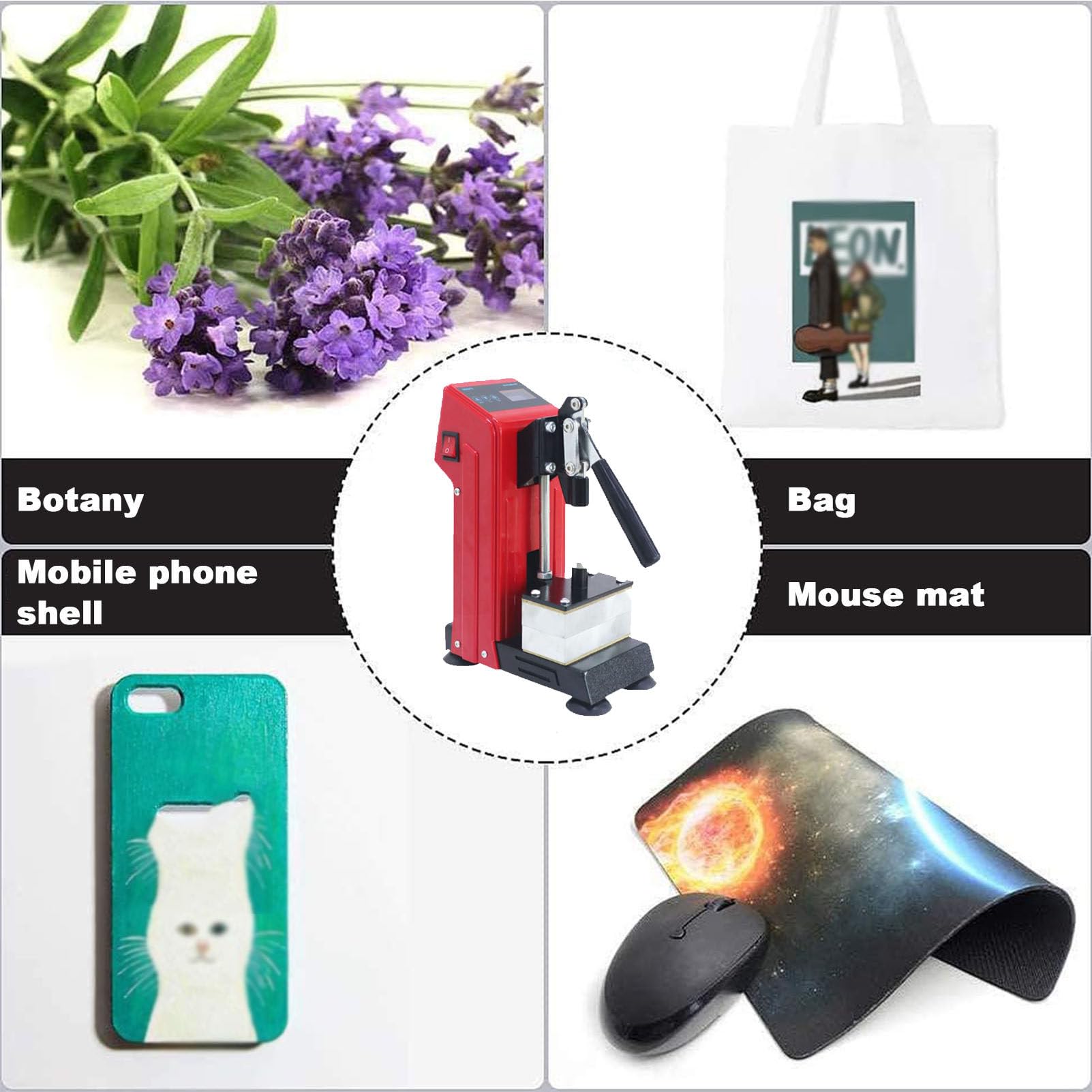 Pressa di calore per colofonia da 1 tonnellata ad alta pressione, doppio elemento riscaldante, 5,9 x 11,9 cm, controller LCD, stampa a sublimazione per estrazione di piante da fiore in pelle PU
