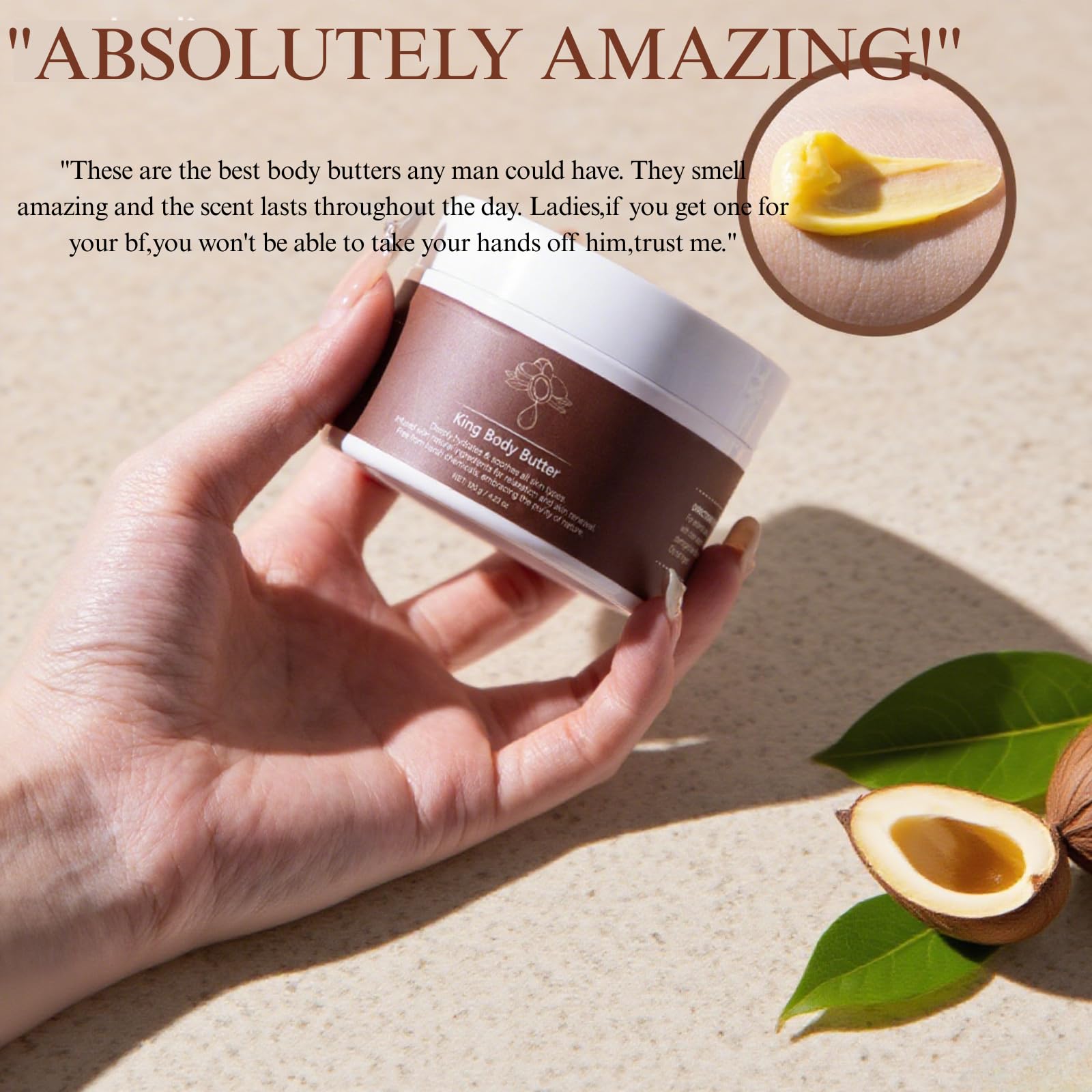 Body Butter For Men,Shea Butter Bo/dy Butter for Men and Women,K-ings Sk-in Body Butters For M/en,Infused with Organic Shea & Mango Butters,Intense Hydration for Dry,Rough Skin - Image 2