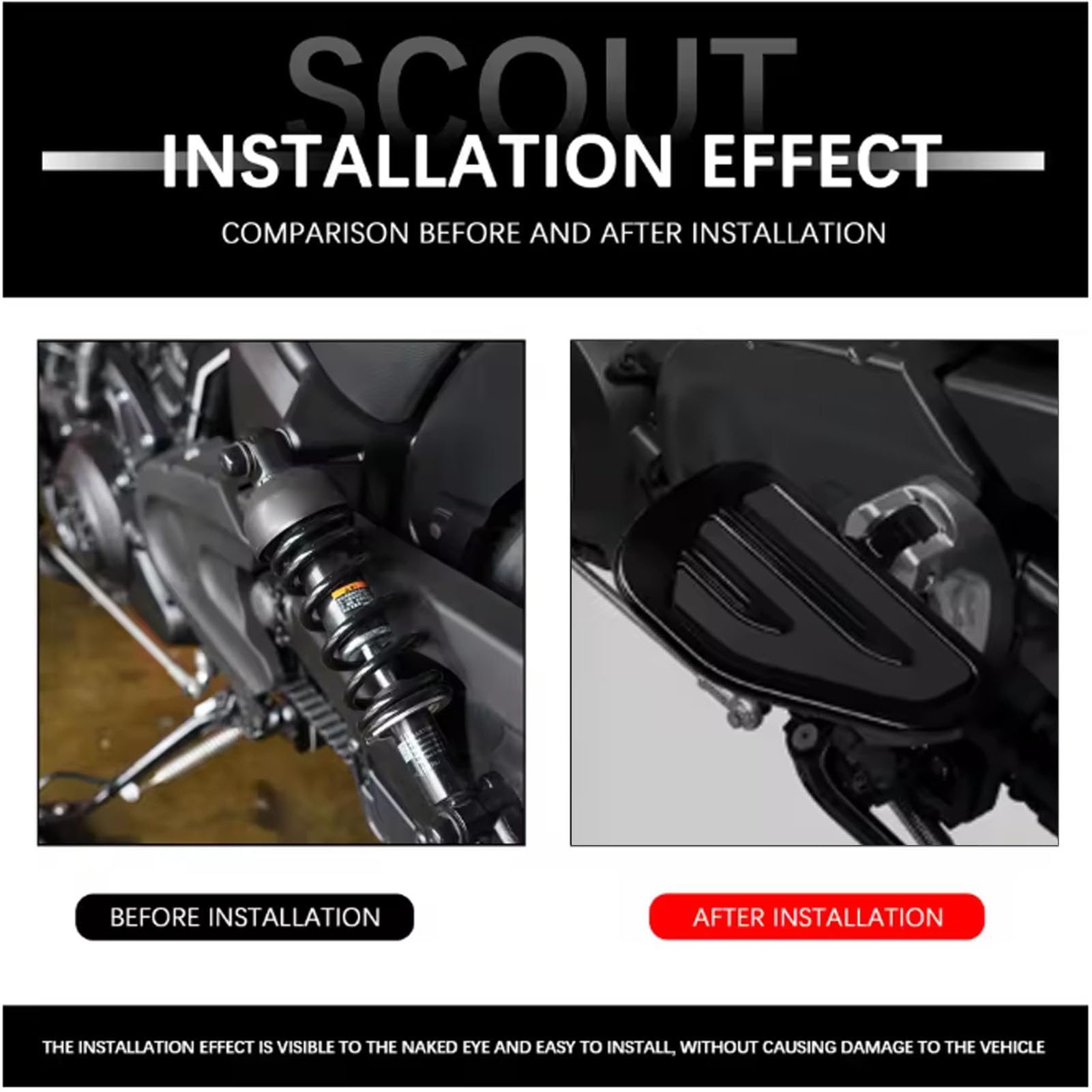 Asixxsix Pedane Moto, Poggiapiedi Passeggero Posteriore in Metallo con Ampio Pedale Antiscivolo per Indian Scouts Bobber 2015 2025 Sixty 2016 2025