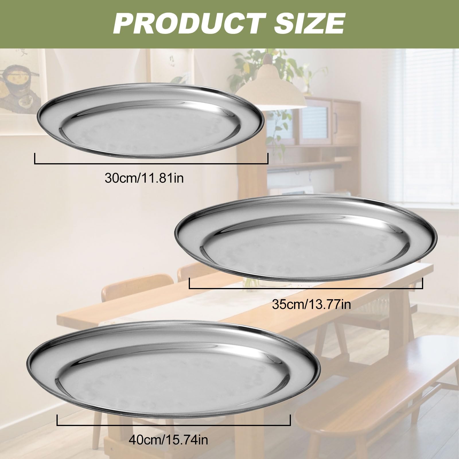 Set 3 Vassoi Ovali In Acciaio Inox - Per Servire Frutta, Snack, Caramelle, Design Moderno E Lucido - Foto 7